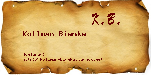 Kollman Bianka névjegykártya
